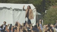 Vice President Kamala Harris appears at a campaign event in New Hampshire.