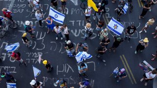 Demonstrators demanded a cease-fire deal and the immediate release of hostages held by Hamas in the Gaza Strip after the deaths of six hostages in the Palestinian territory, in Tel Aviv, Israel, on Monday, Sept. 2, 2024.