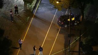 A crashed SUV in Milton, Massachusetts, on Thursday, Sept. 12, 2024.