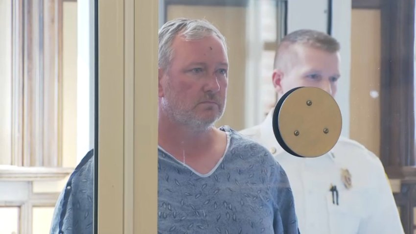 Scott Hayes in Newton District Court facing an assault and battery charge Friday, Sept. 13, 2024, in a shooting at a pro-Israel demonstration in the Massachusetts city the day before.