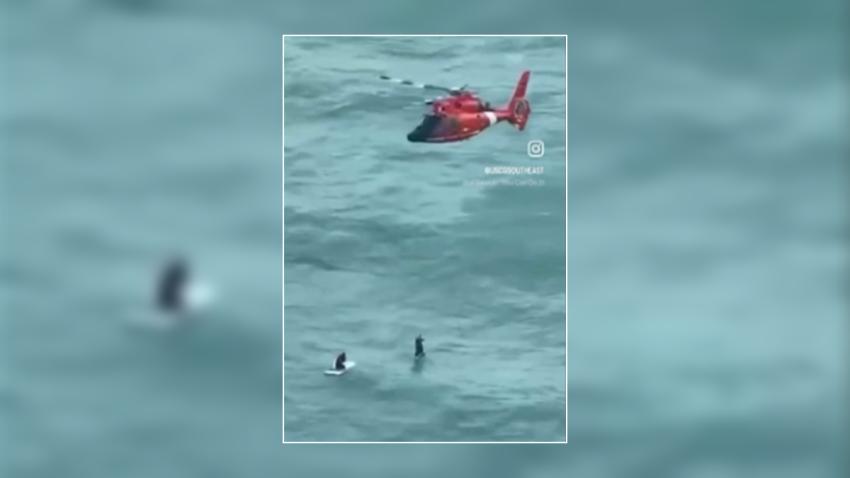 A Coast Guard helicopter crew rescued a man who was left clinging to an ice chest in the Gulf of Mexico after his boat was stranded overnight in waters roiled by Hurricane Milton.