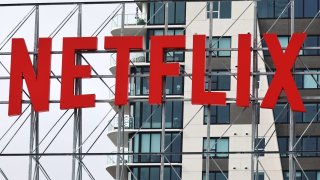 The Netflix logo is displayed at Netflix offices on January 24, 2024 in Los Angeles, California.