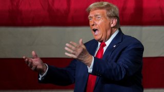 Republican presidential nominee and former U.S. President Donald Trump makes a campaign stop at manufacturer FALK Production in Walker, Michigan, U.S. September 27, 2024. 