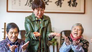 BIJIE, CHINA – MARCH 27, 2021 – Old People’s Daily life at a health care center in Bijie, southwest China’s Guizhou province, March 27, 2021.  