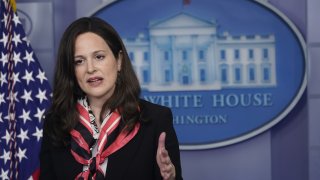 Anne Neuberger, deputy national security advisor for cyber and emerging technologies, speaks during a news conference in the James S. Brady Press Briefing Room at the White House in Washington, D.C., U.S., on Monday, May 10, 2021 amid the Colonial fuel pipeline ransomware attack.