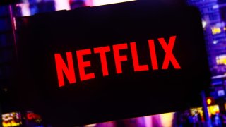 Netflix logo is screened on a mobile phone for illustration photo. Krakow, Poland on October 17th, 2024.