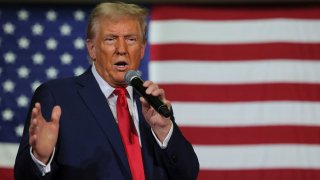 Republican presidential nominee and former U.S. President Donald Trump speaks at a campaign town hall meeting in Lancaster, Pennsylvania, U.S. October 20, 2024. 