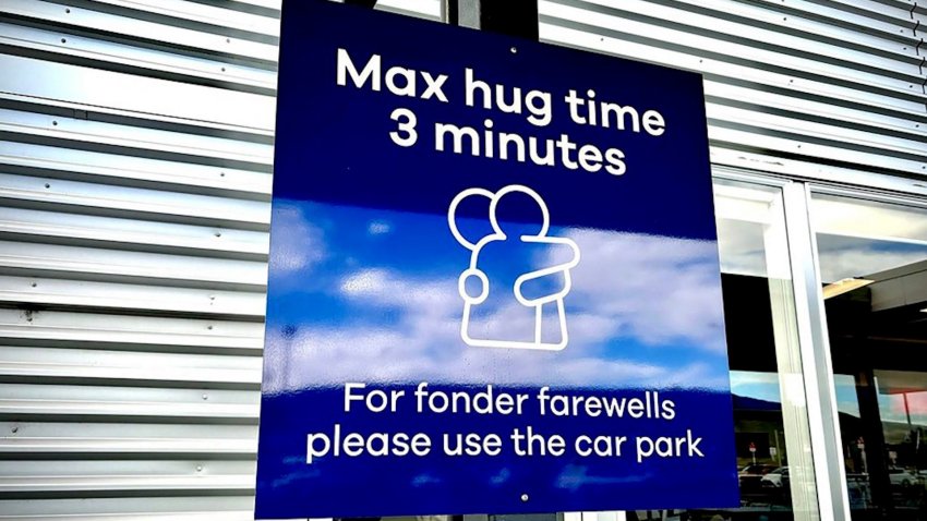 A sign at Dunedin Airport in New Zealand.