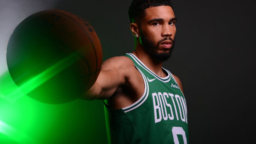 BOSTON, MA – SEPTEMBER 24: Jayson Tatum #0 of the Boston Celtics poses for a portrait during 2024-25 NBA Media Day on September 24, 2024 at the TD Garden in Boston, Massachusetts. NOTE TO USER: User expressly acknowledges and agrees that, by downloading and or using this photograph, User is consenting to the terms and conditions of the Getty Images License Agreement. Mandatory Copyright Notice: Copyright 2024 NBAE (Photo by Brian Babineau/NBAE via Getty Images)