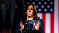 Vice President Kamala Harris during a campaign event at Washington Crossing Historic Park in Washington Crossing, Pennsylvania, on, Oct. 16, 2024.