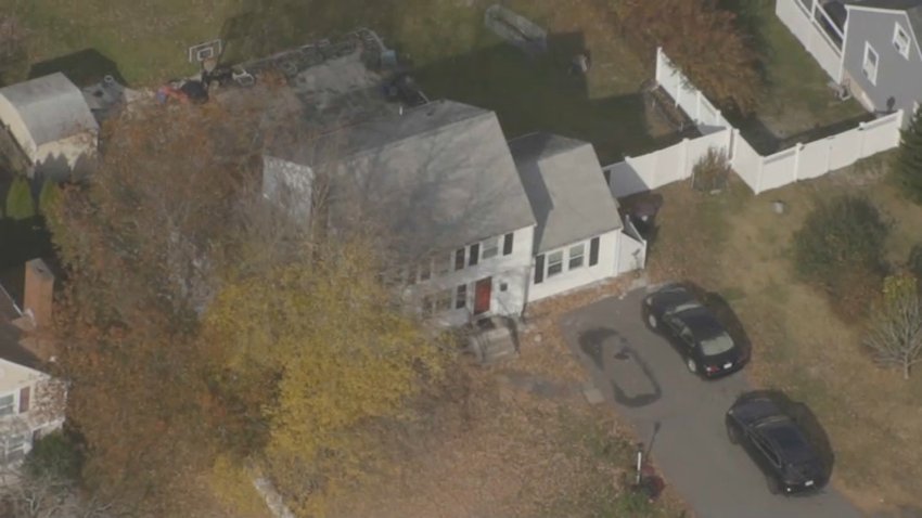 Aerial footage of the location of an investigation involving the FBI and Massachusetts State Police on Wednesday, Oct. 30, 2024.