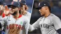 Red Sox outfielder Wilyer Abreu and Yankees outfielder Juan Soto