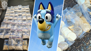 Photos released by the New South Wales Police shows some of the 40,000 stolen limited edition Bluey, coins recovered from a suburb in western Sydney.