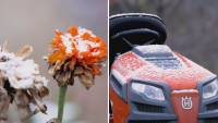 A dusting of snow in Lyndeborough, New Hampshire, on Monday, Oct. 28, 2024.