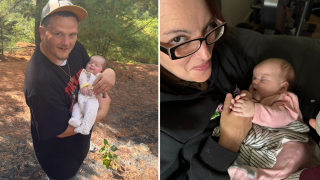 Benjamin and Casandra Quinn with their 2-month-old baby, Grace Quinn.