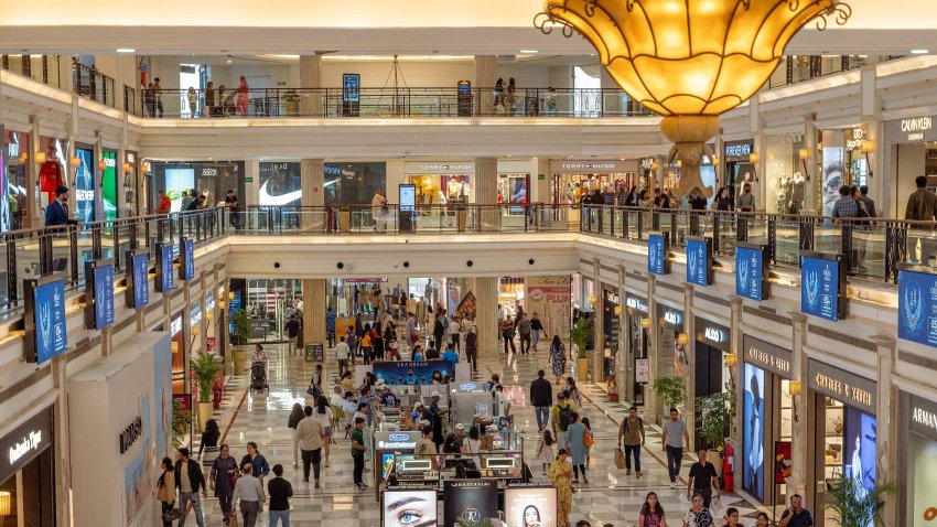 Shoppers at the DLF Promenade mall in New Delhi, India, on Oct. 21, 2023. As the number of middle to high-income households climb, India’s consumer market is positioned to become the world’s third largest by 2027, according to estimates by BMI.