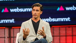 Vasco Pedro, co-founder and CEO of Unbabel, on the first day of the 2023 Web Summit at the Altice Arena in Lisbon.