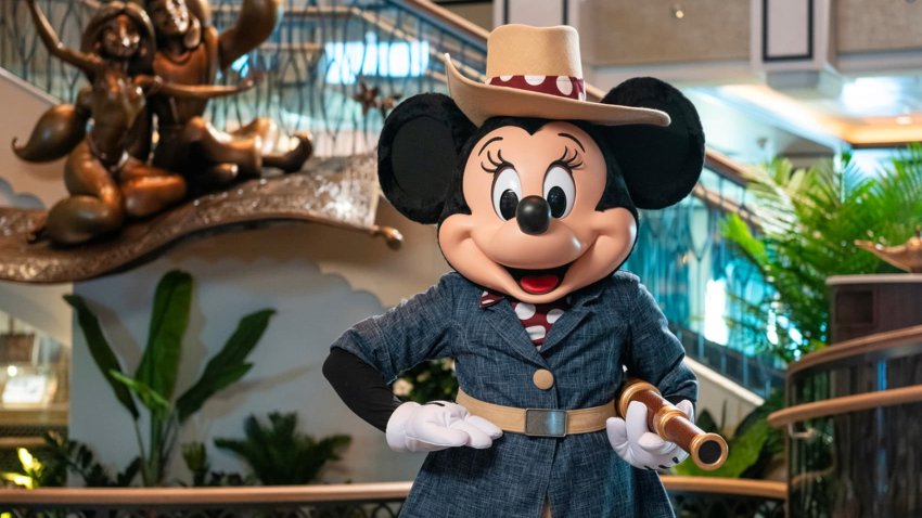 The captain of the Disney Treasure is Voyager Minnie, a version of the character that is specially costumed for the cruise ship.