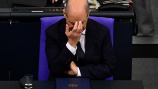 German Chancellor Olaf Scholz attends a session on November 13, 2024 at the Bundestag.