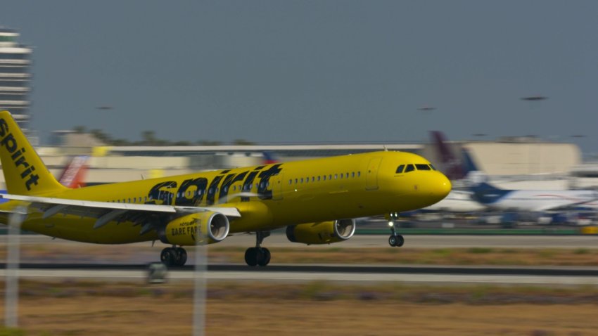 A spirit airlines plane taking off