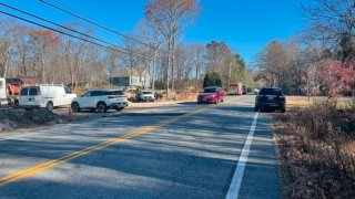 Emergency crews responding to a call in Burrillville, Rhode Island on Saturday, Nov. 9, 2024.