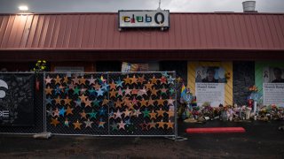 File - Memorials for victims at Club Q in Colorado Springs on June 11, 2023.