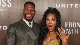 Jonathan Majors and Meagan Good attend the 2024 Ebony Power 100 List at Nya Studios