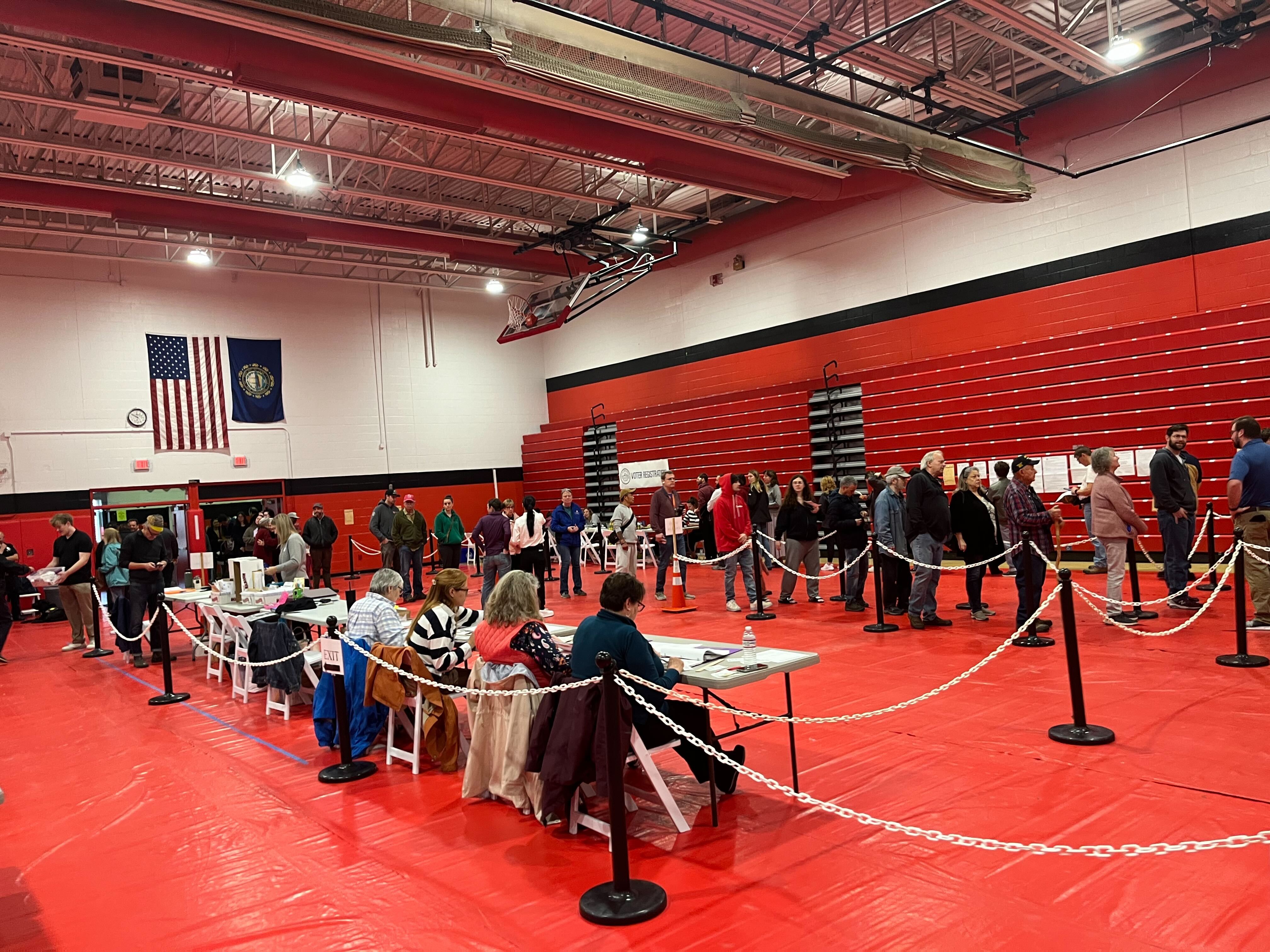 Long lines for voting in Newmarket, New Hampshire, Tuesday.