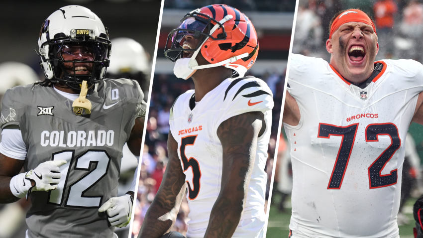 Colorado wide receiver Travis Hunter, Bengals wide receiver Tee Higgins and Broncos offensive tackle Garett Bolles