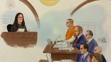 A courtroom sketch of Jack Teixeira's sentencing in Boston on Tuesday, Nov. 12, 2024.