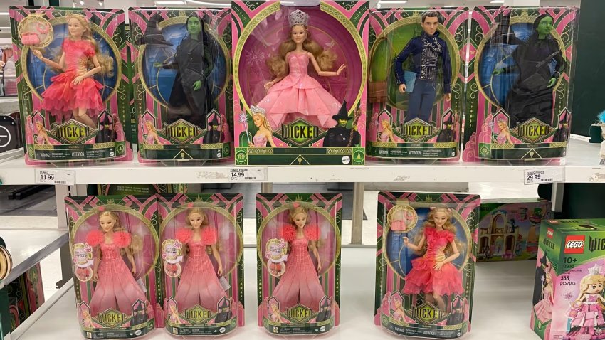 A display of “Wicked”-themed Mattel dolls at a Target location in Connecticut.