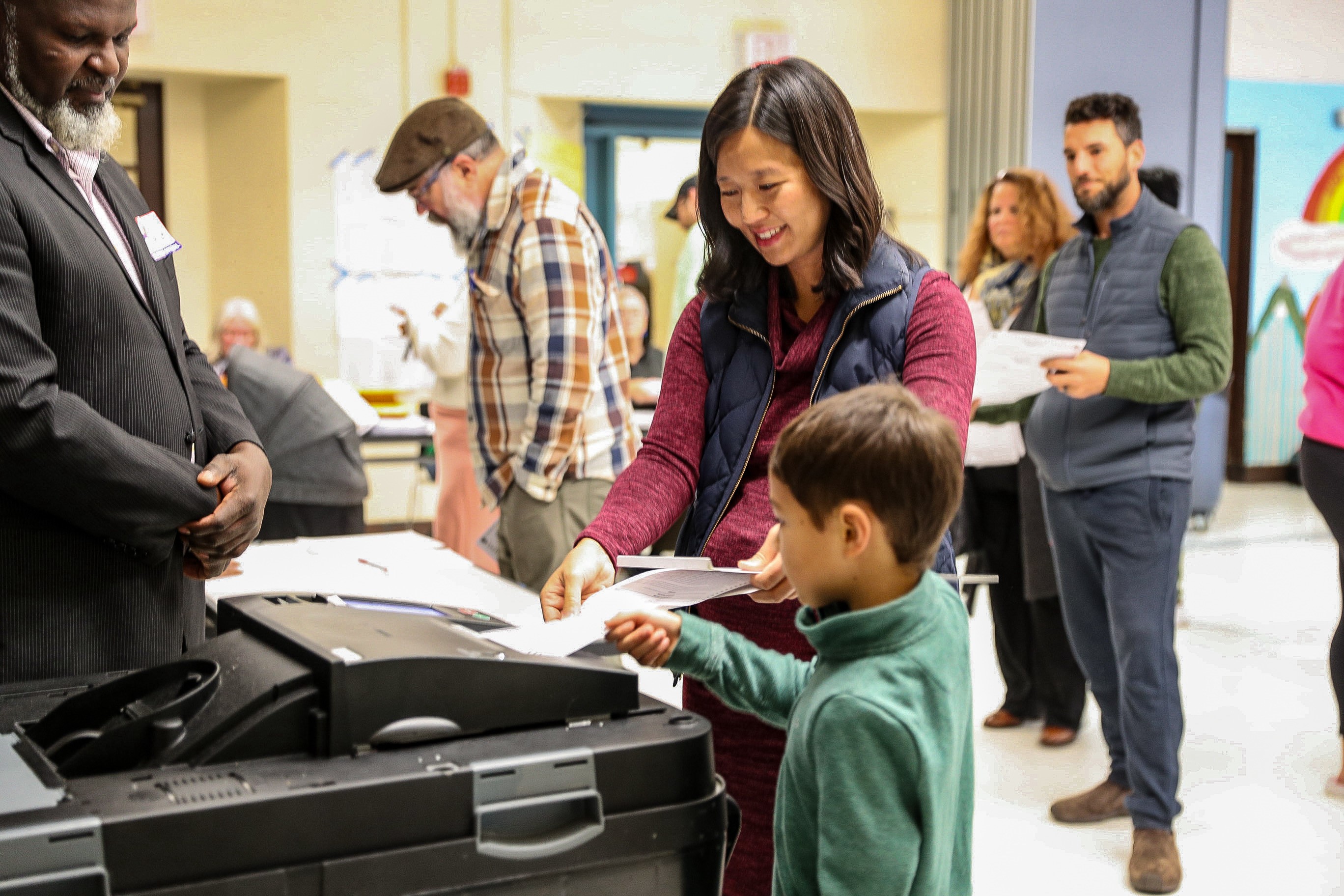 Boston Mayor Michelle Wu votes on Nov. 5, 2024, at Roslindale’s Bates School.