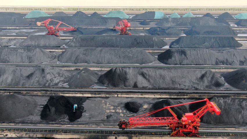 Piles of coal at Rizhao port in China’s Shandong Province on Nov. 2, 2021.