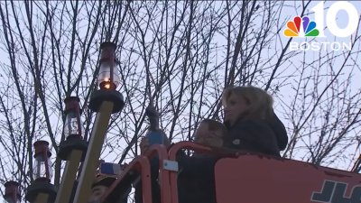 Marking the 1st night of Hanukkah in Boston