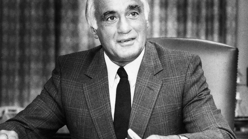 BOSTON, MA – SEPTEMBER 7: Massachusetts Attorney General Francis (Frank) Bellotti speaks at a press conference announcing the proposal for a reform of state legislature procedures in Boston on Sept. 7, 1983.  (Photo by John Tlumacki/The Boston Globe via Getty Images)