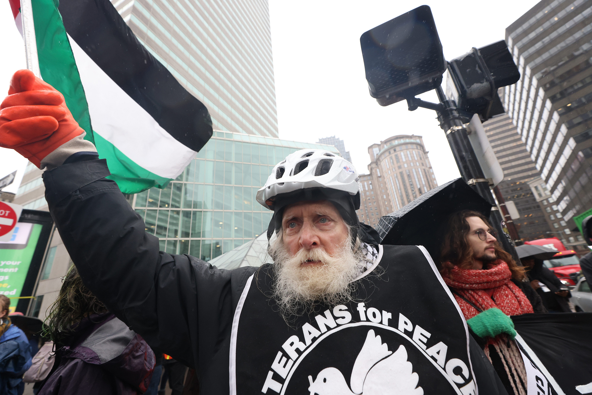 March 7, 2024: Protestors block the area near Boston’s South Station as they call for a ceasefire in Gaza.