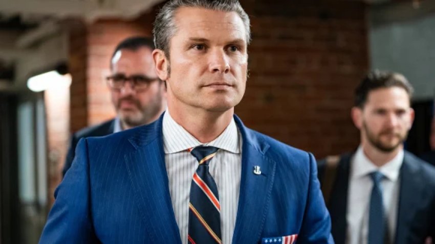 Secretary of Defense nominee Pete Hegseth leaves a meeting with Republican Senators at the Capitol in Washington, DC, on November 21, 2024