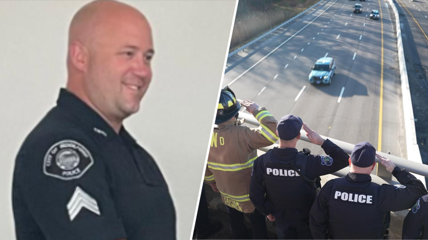 First responders gathered along the Maine Turnpike Thursday morning to honor Sgt. Jacob Wolterbeek of the Biddeford Police Department, who died in a crash on his way home from his shift.