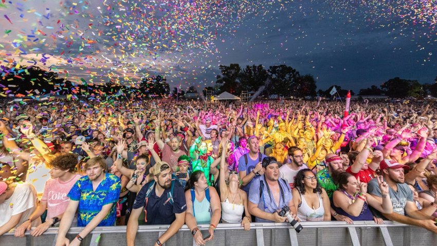 A crowd watching a performance at Bonnaroo.