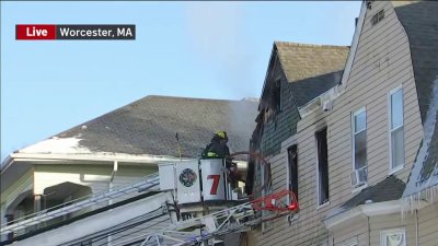 Worcester firefighters battle flames on Hitchcock Road