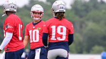 Patriots quarterbacks Drake Maye and Joe Milton III