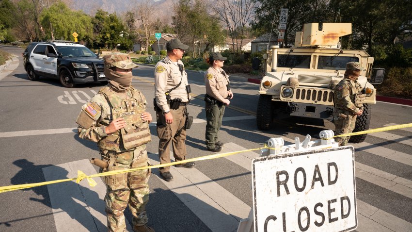 Altadena, CA – January 10: The National Guard and Sheriffs on patrol at checkpoints along New York Drive in Altadena during the Eaton fire during the Eaton fire on Friday, January 10, 2025.  (Photo by David Crane/MediaNews Group/Los Angeles Daily News via Getty Images)