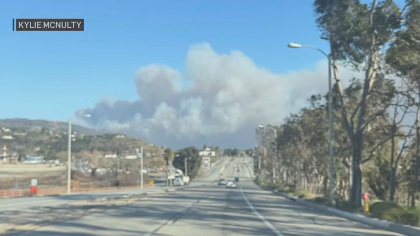 Smoke from the Palisades fire, seen in Malibu